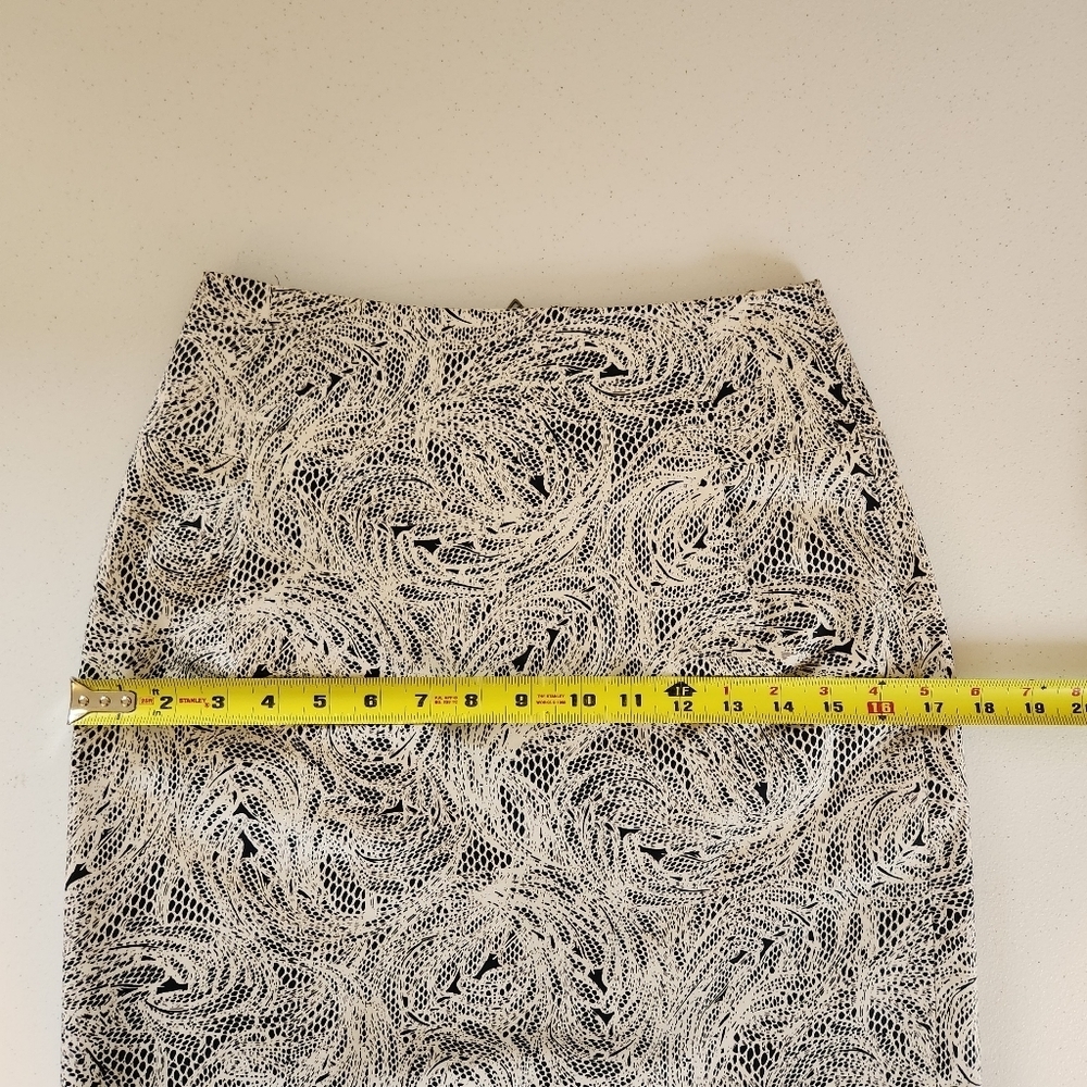 Club Monaco White Black Floral Pencil Skirt High Waisted Rise Office Work Cotton - Picture 7 of 9